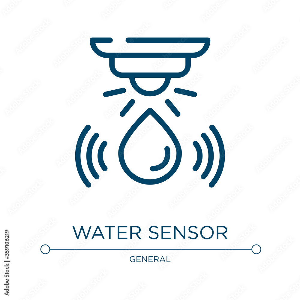 Poster Water sensor icon. Linear vector illustration from general collection. Outline water sensor icon vector. Thin line symbol for use on web and mobile apps, logo, print media.