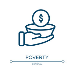 Poverty icon. Linear vector illustration from general collection. Outline poverty icon vector. Thin line symbol for use on web and mobile apps, logo, print media.