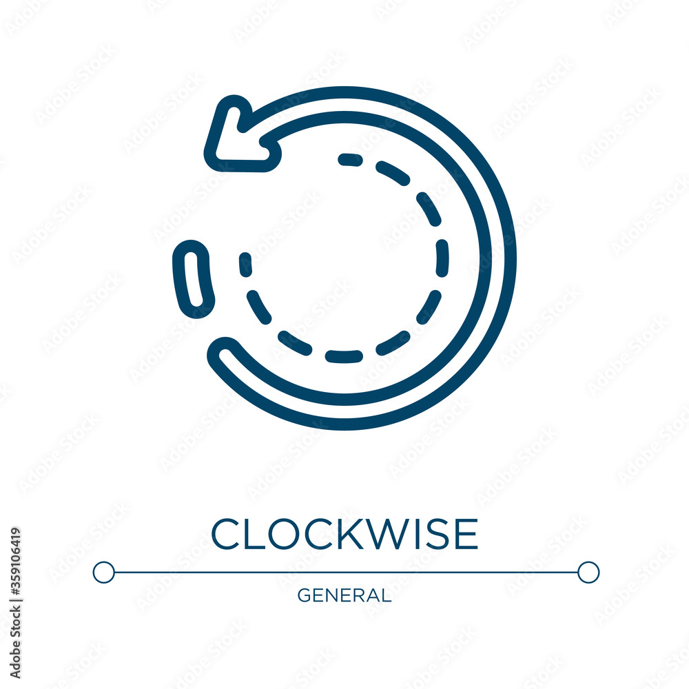 Poster clockwise icon. linear vector illustration from general collection. outline clockwise icon vector. t