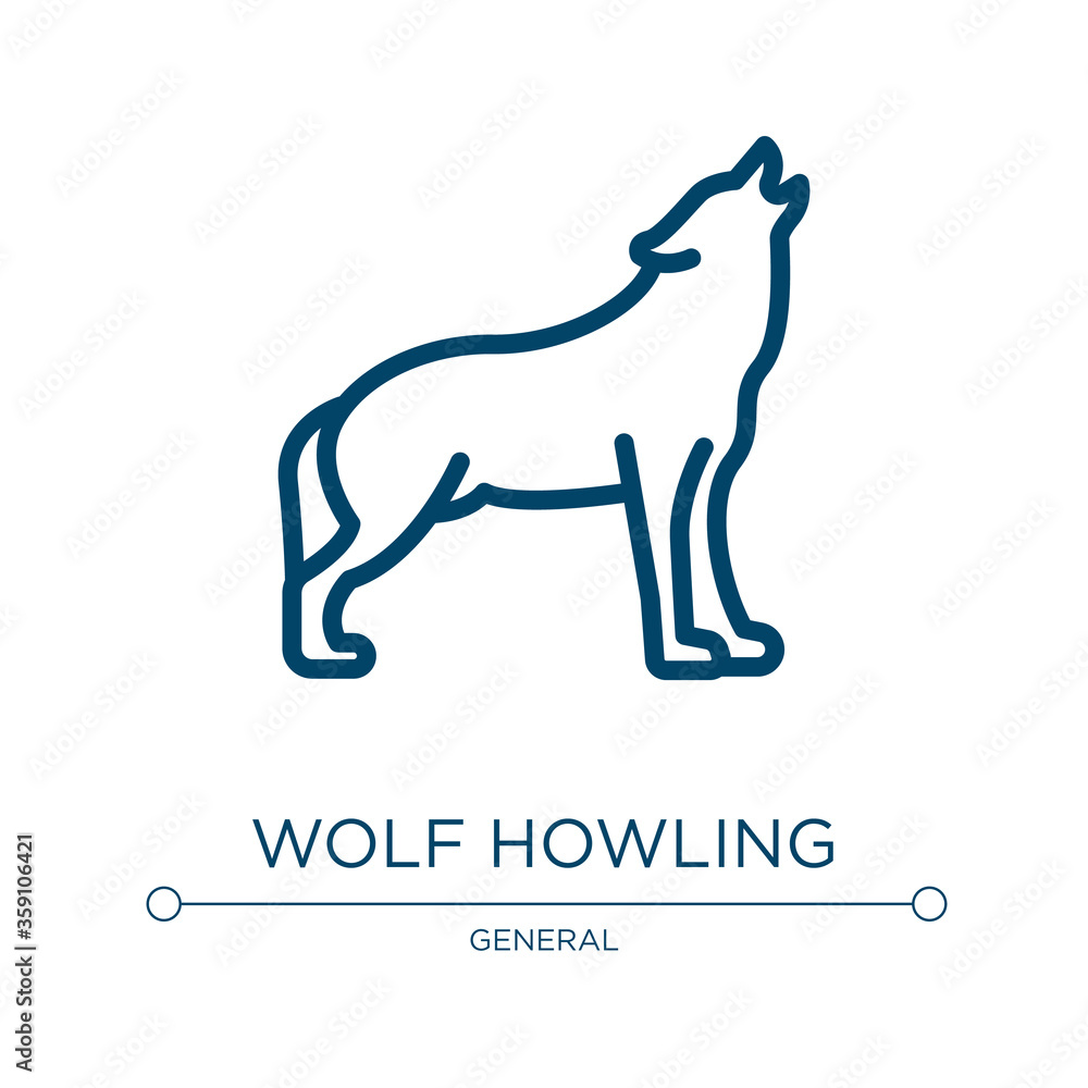 Poster wolf howling icon. linear vector illustration from general collection. outline wolf howling icon vec