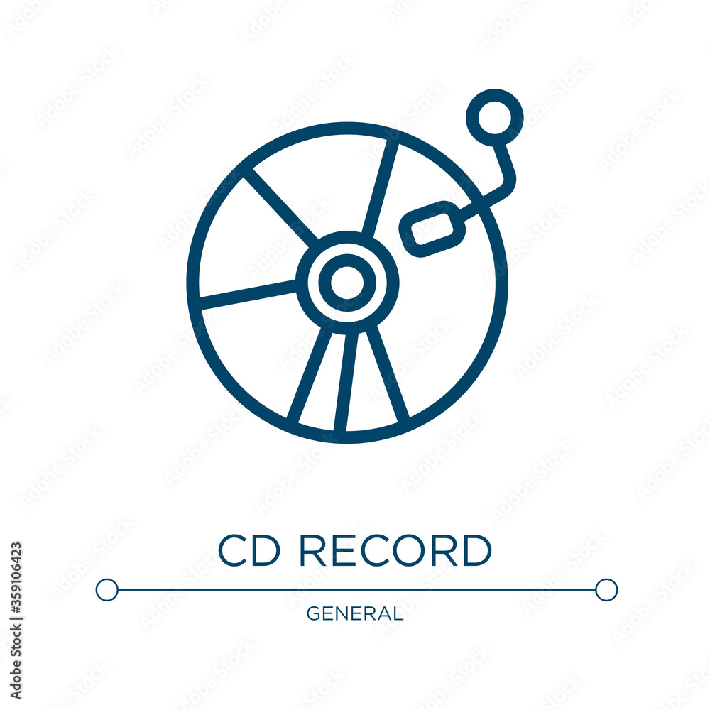 Poster cd record icon. linear vector illustration from general collection. outline cd record icon vector. t