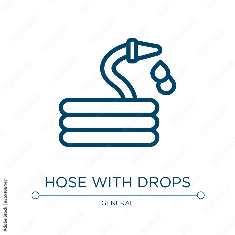 Poster hose with drops icon. linear vector illustration from general collection. outline hose with drops ic