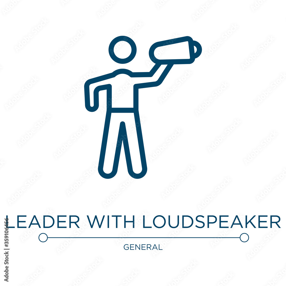 Aufkleber leader with loudspeaker icon. linear vector illustration from general collection. outline leader wit