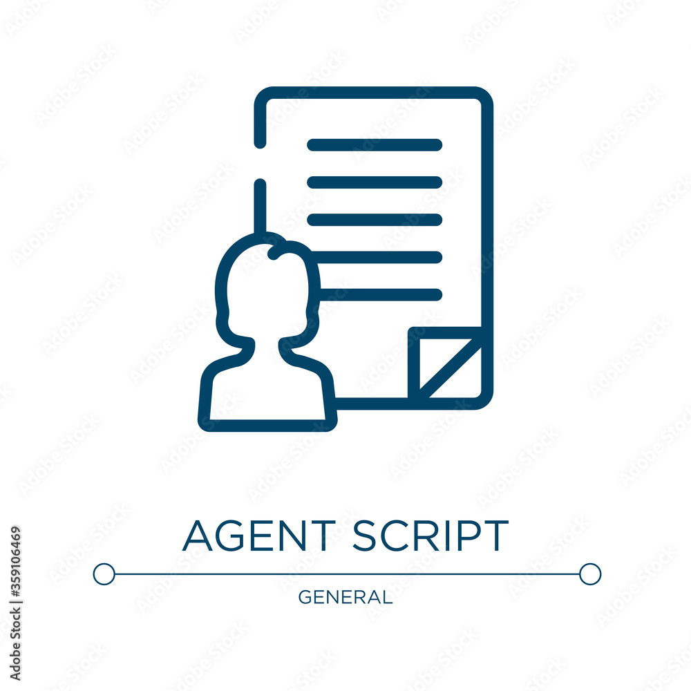 Poster agent script icon. linear vector illustration from general collection. outline agent script icon vec