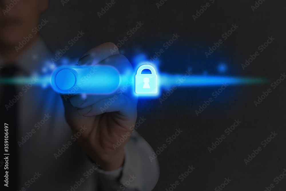 Poster graphics padlock for web data information security application system