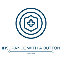 Insurance with a button icon. Linear vector illustration from general collection. Outline insurance with a button icon vector. Thin line symbol for use on web and mobile apps, logo, print media.