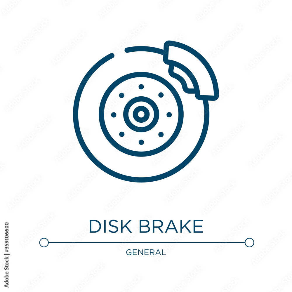 Poster disk brake icon. linear vector illustration from general collection. outline disk brake icon vector.