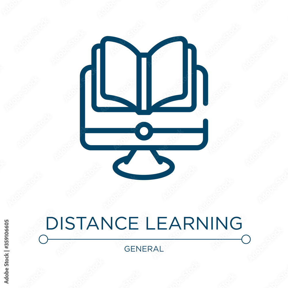 Poster distance learning icon. linear vector illustration from general collection. outline distance learnin