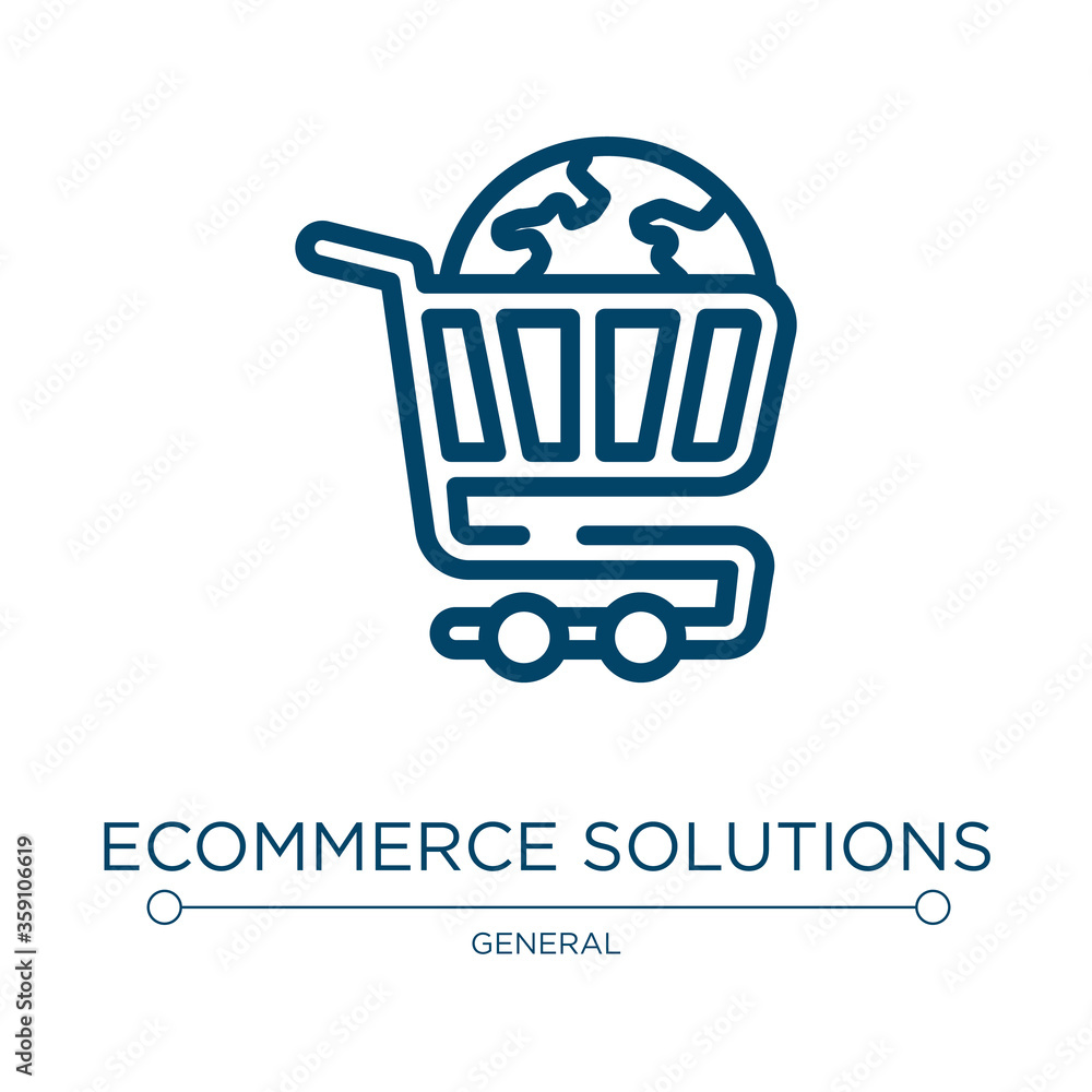 Poster ecommerce solutions icon. linear vector illustration from general collection. outline ecommerce solu
