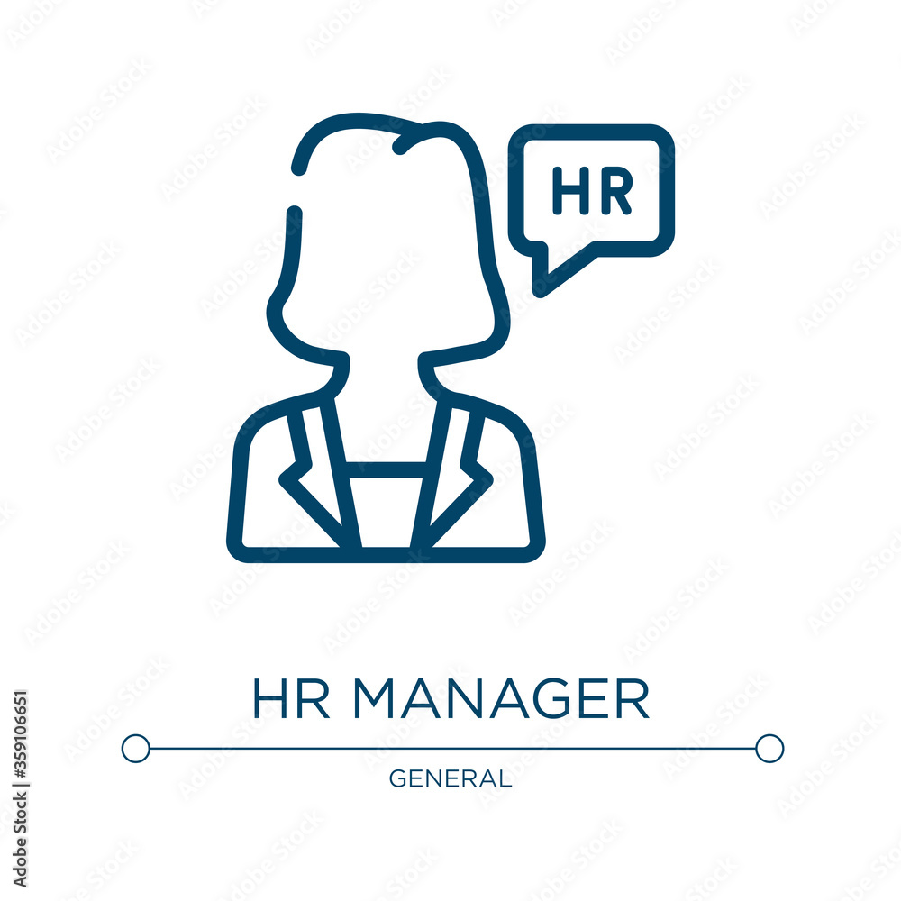 Poster hr manager icon. linear vector illustration from general collection. outline hr manager icon vector.