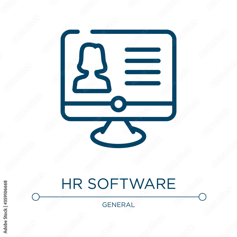 Poster hr software icon. linear vector illustration from general collection. outline hr software icon vecto