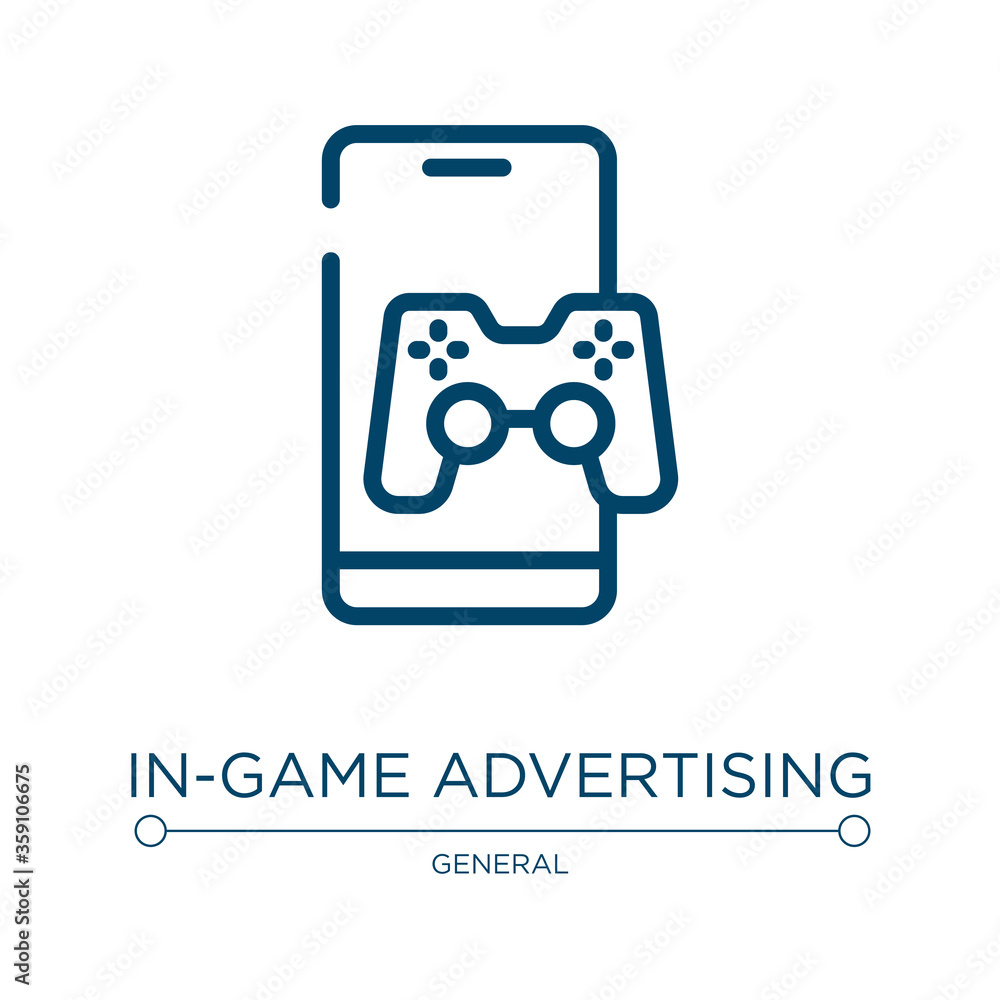 Poster in-game advertising icon. linear vector illustration from general collection. outline in-game advert