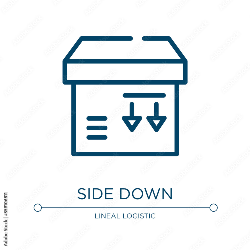Poster side down icon. linear vector illustration from shipping and handly fill collection. outline side do