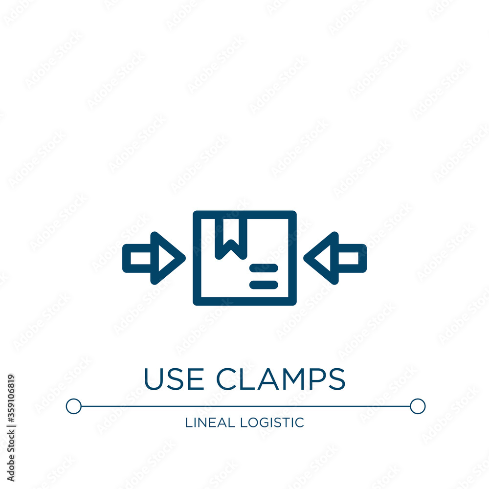 Poster use clamps icon. linear vector illustration from shipping and handly fill collection. outline use cl
