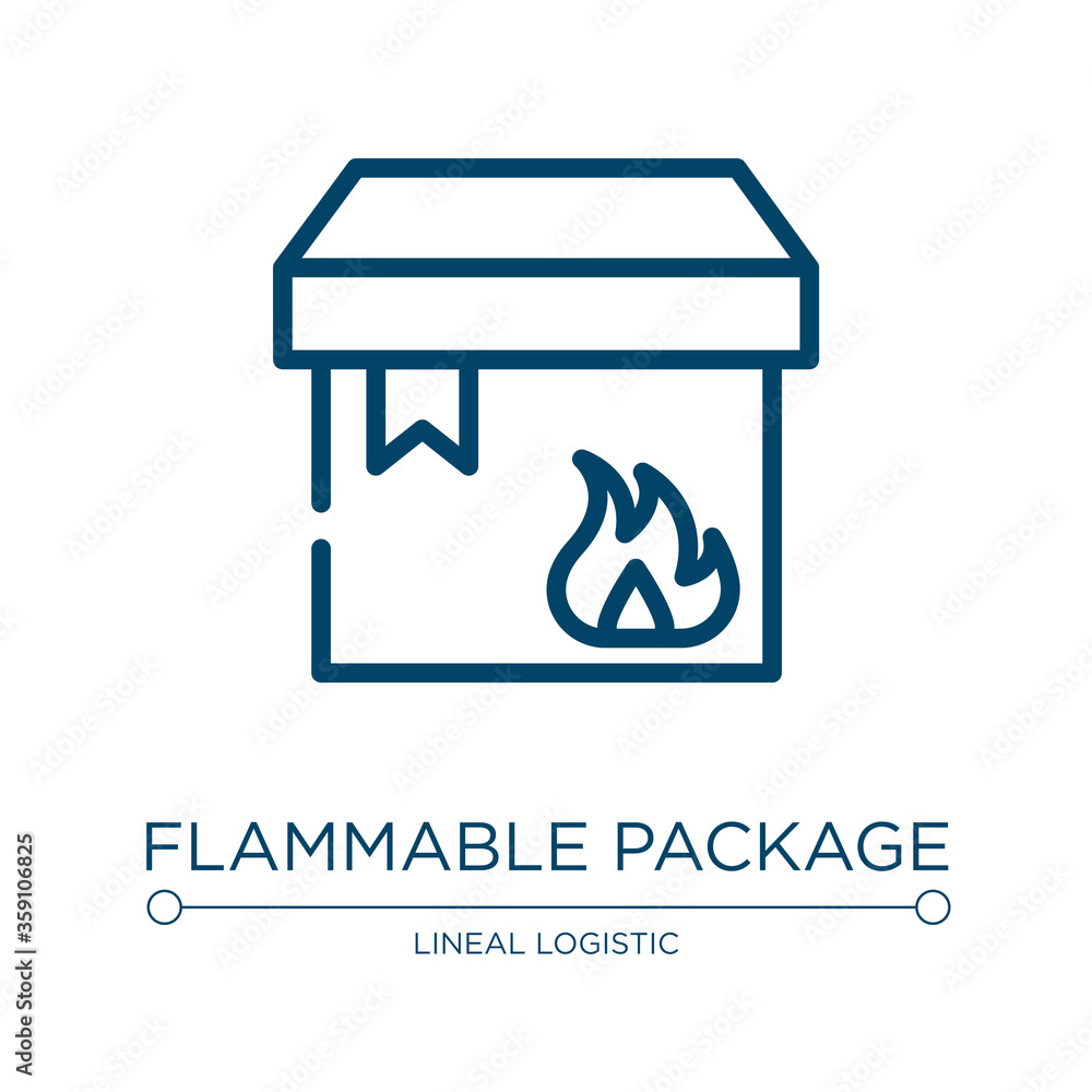 Poster flammable package icon. linear vector illustration from shipping and handly fill collection. outline