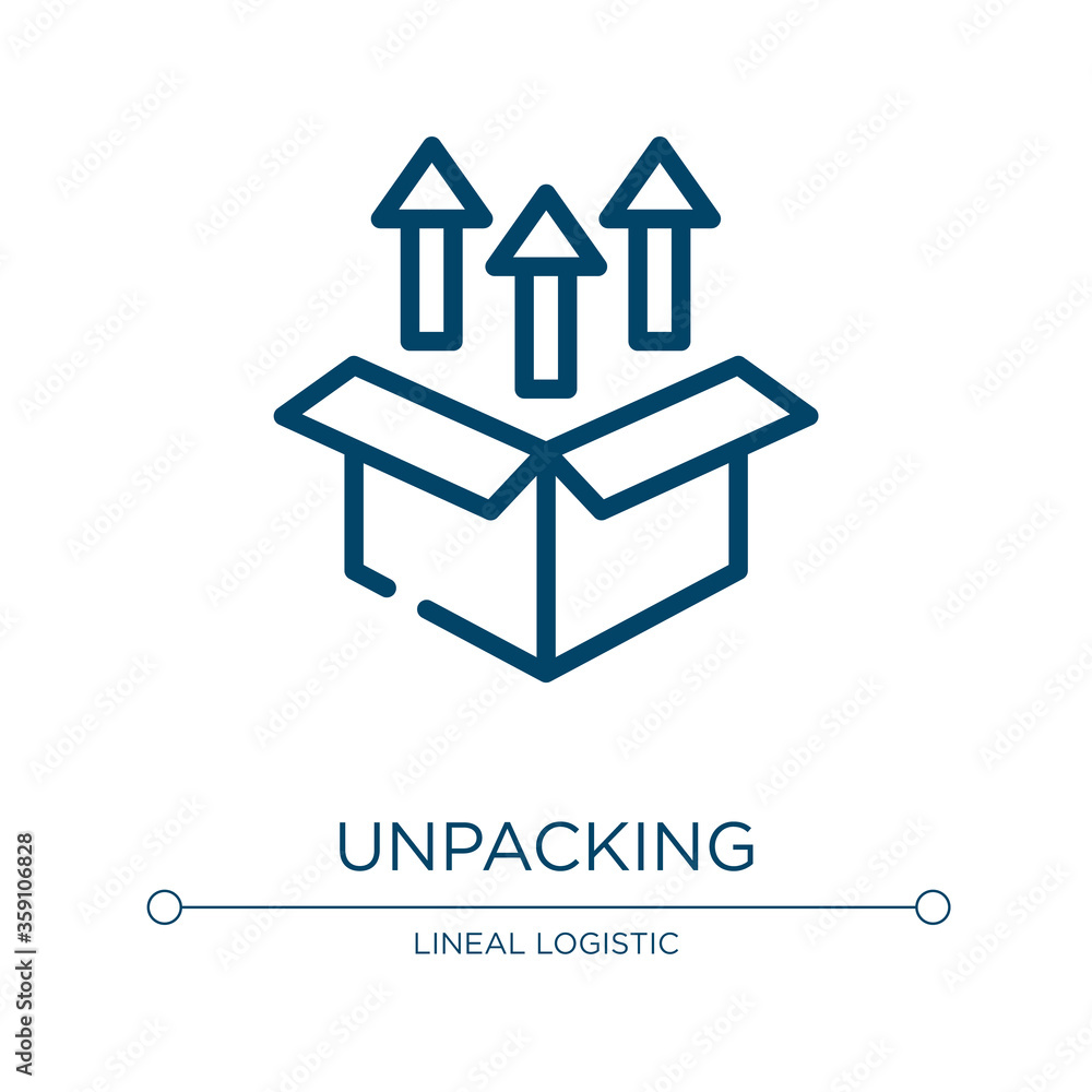 Poster unpacking icon. linear vector illustration from logistic delivery collection. outline unpacking icon