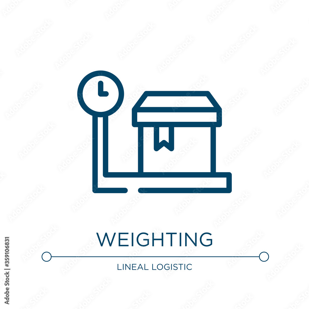 Poster weighting icon. linear vector illustration from delivery collection. outline weighting icon vector. 