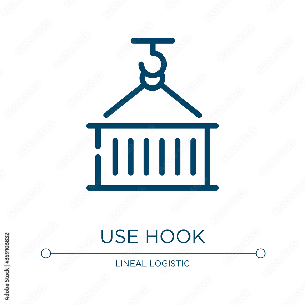 Poster use hook icon. linear vector illustration from shipping and handly fill collection. outline use hook
