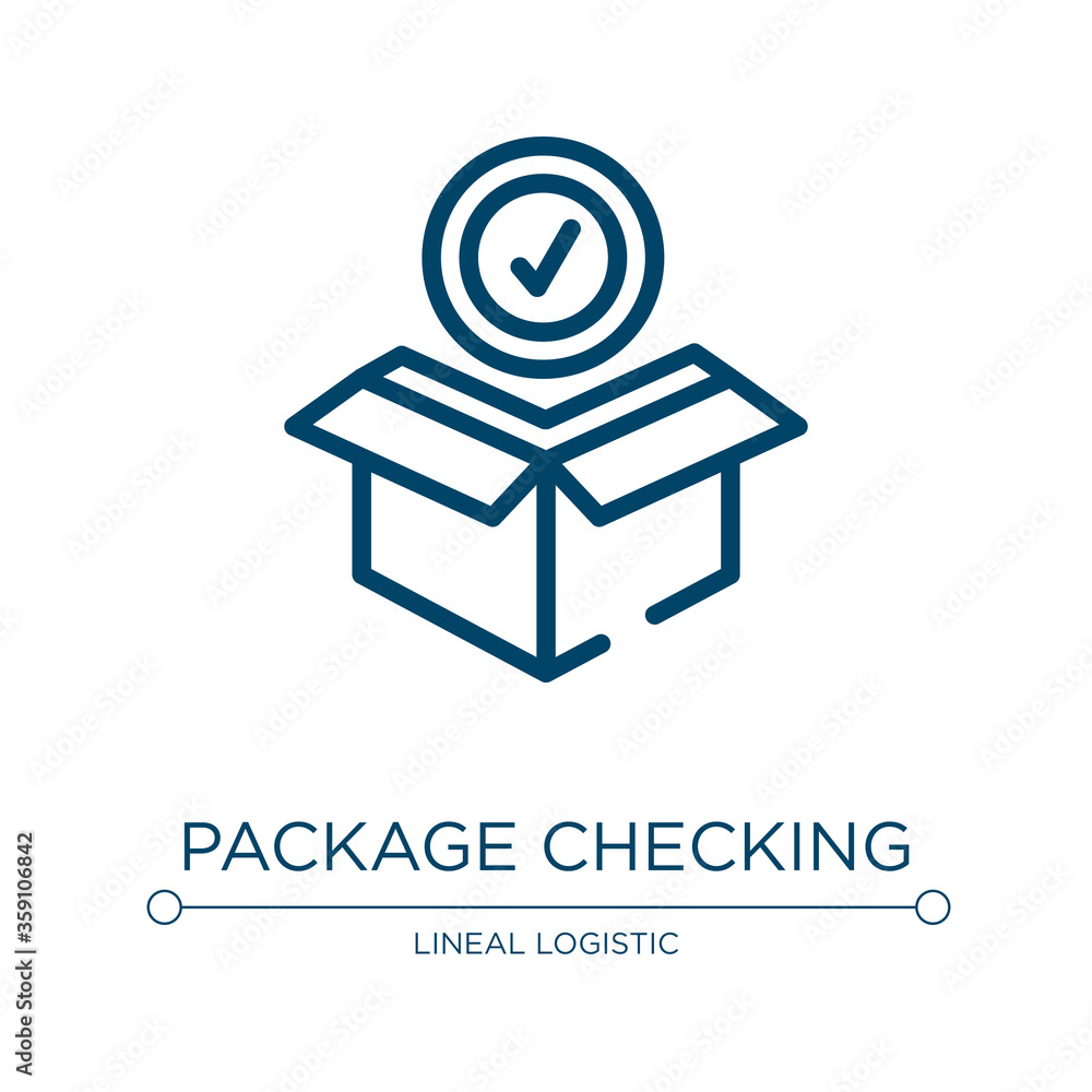 Poster package checking icon. linear vector illustration from logistic & delivery collection. outline packa