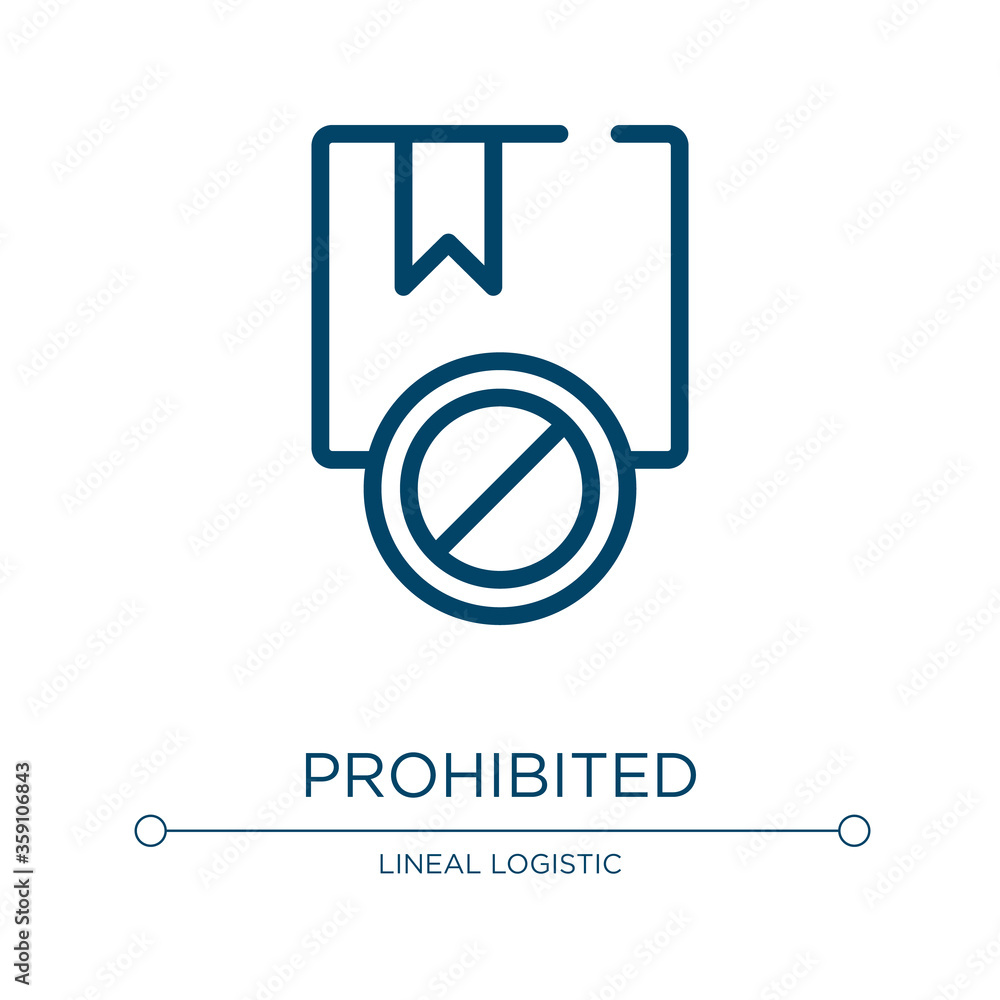 Poster prohibited icon. linear vector illustration from logistic & delivery collection. outline prohibited 