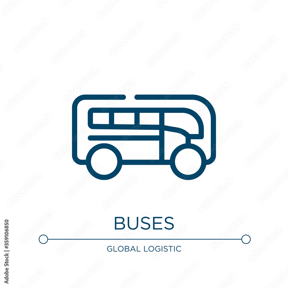 Poster buses icon. linear vector illustration from global logistic collection. outline buses icon vector. t