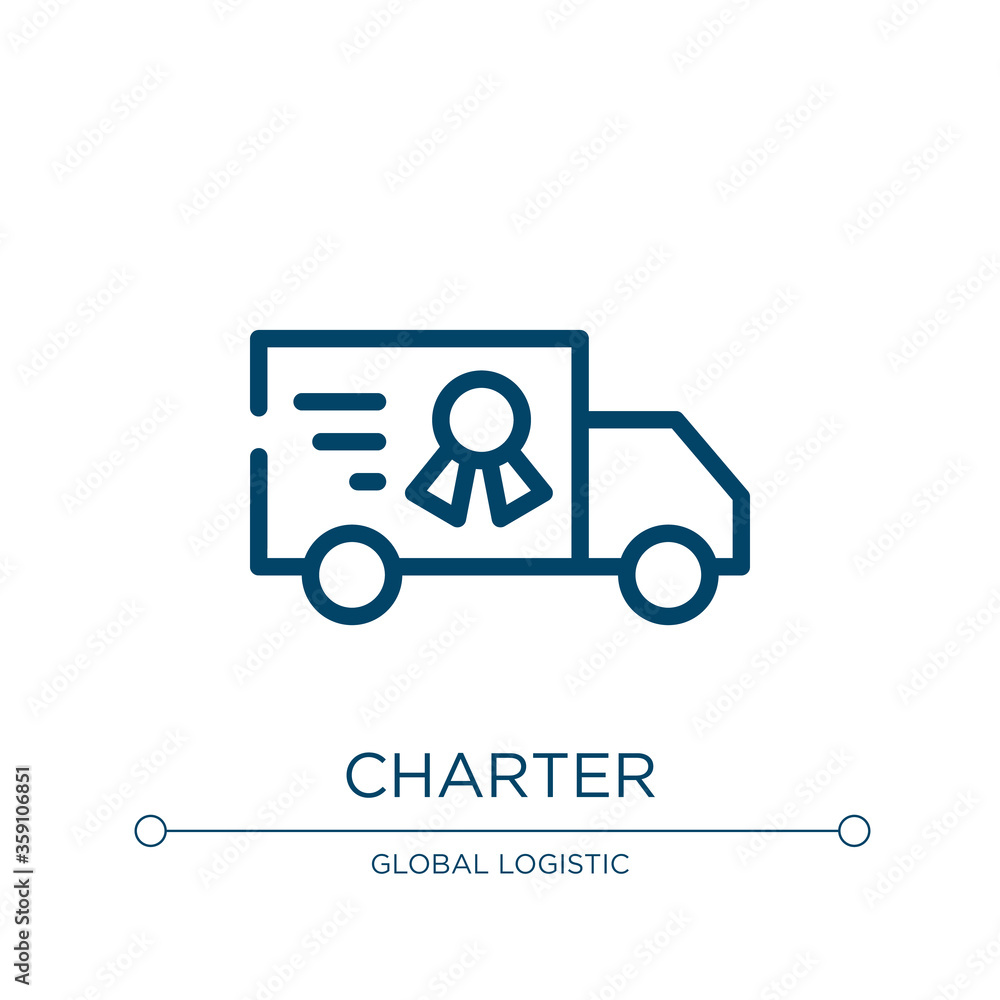Poster charter icon. linear vector illustration from global logistic collection. outline charter icon vecto