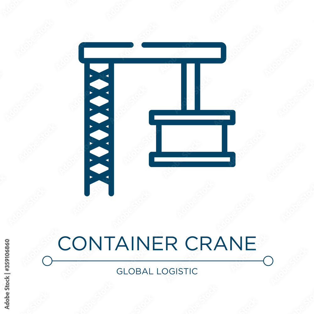 Poster container crane icon. linear vector illustration from logistics collection. outline container crane 