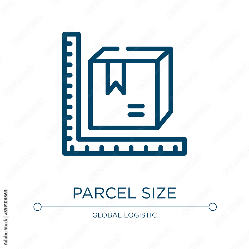 Poster parcel size icon. linear vector illustration from logistics collection. outline parcel size icon vec