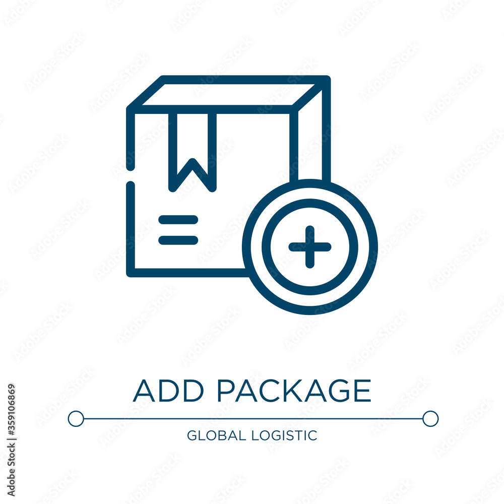 Poster add package icon. linear vector illustration from delivery collection. outline add package icon vect