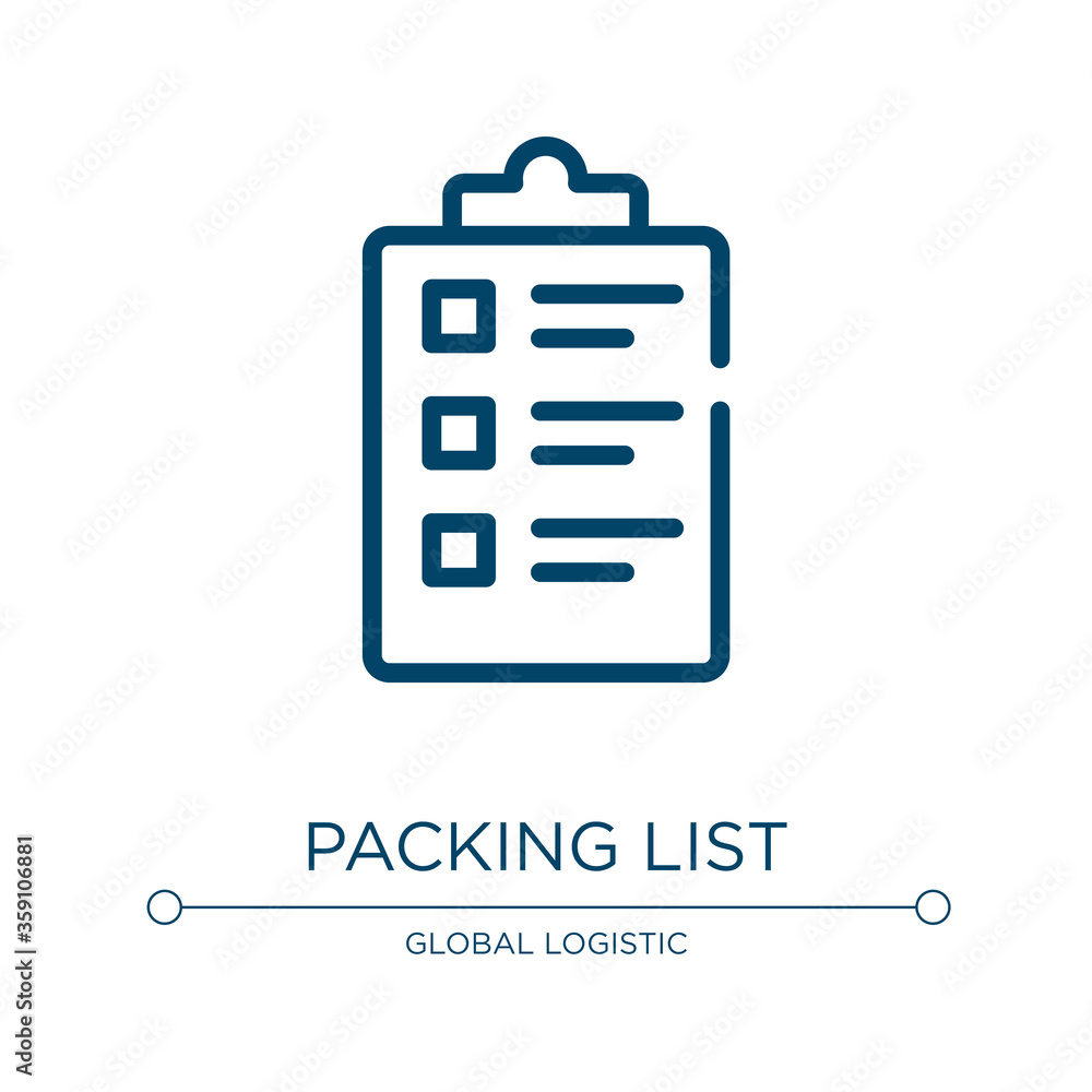 Poster packing list icon. linear vector illustration from delivery collection. outline packing list icon ve