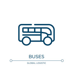Buses icon. Linear vector illustration from global logistic collection. Outline buses icon vector. Thin line symbol for use on web and mobile apps, logo, print media.