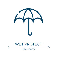 Wet protect icon. Linear vector illustration from shipping & delivery collection. Outline wet protect icon vector. Thin line symbol for use on web and mobile apps, logo, print media.