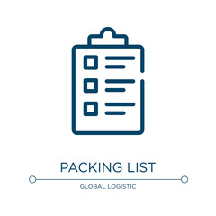 Packing list icon. Linear vector illustration from delivery collection. Outline packing list icon vector. Thin line symbol for use on web and mobile apps, logo, print media.