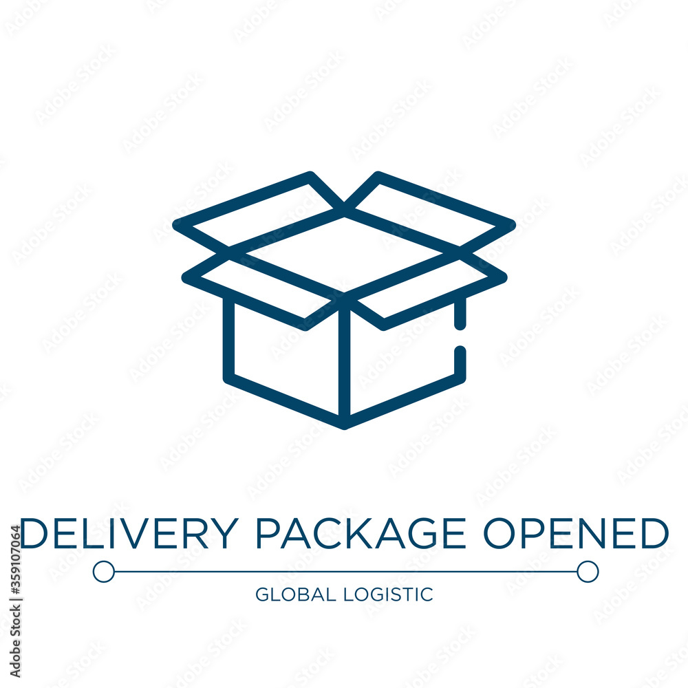 Poster delivery package opened icon. linear vector illustration from logistics delivery collection. outline