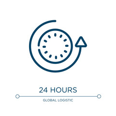 24 hours symbol icon. Linear vector illustration from logistics delivery collection. Outline 24 hours symbol icon vector. Thin line symbol for use on web and mobile apps, logo, print media.