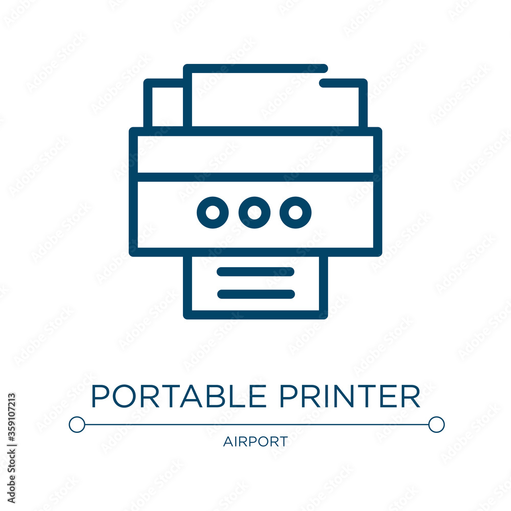 Poster portable printer icon. linear vector illustration from taxi service collection. outline portable pri