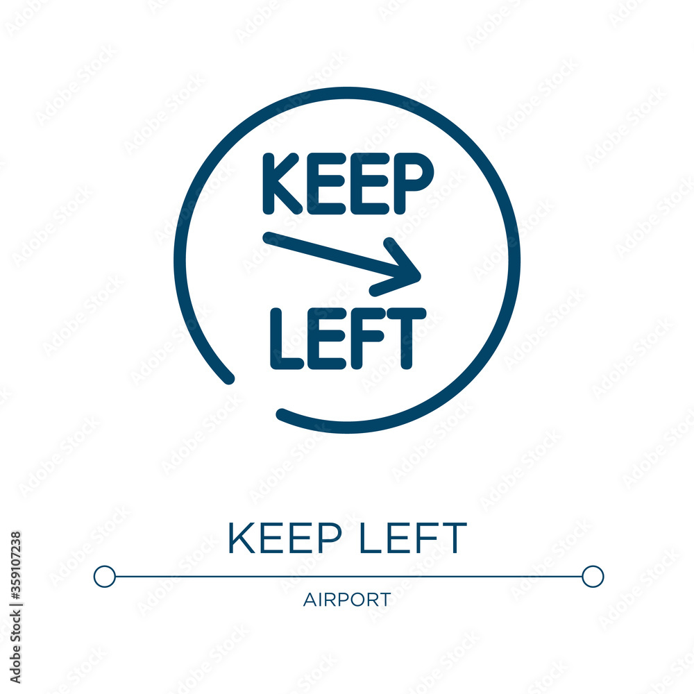 Poster keep left icon. linear vector illustration from us road signs collection. outline keep left icon vec