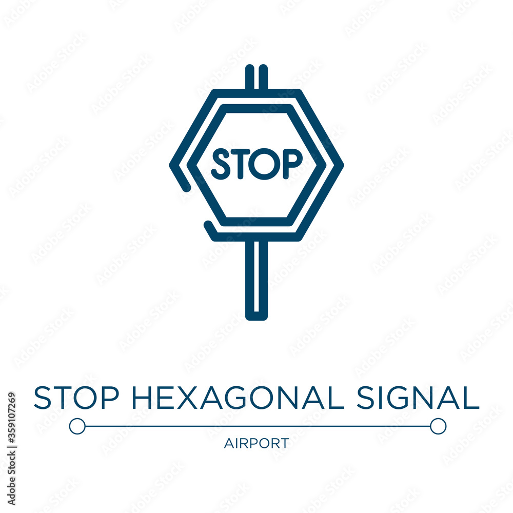 Poster stop hexagonal signal icon. linear vector illustration from signals set collection. outline stop hex