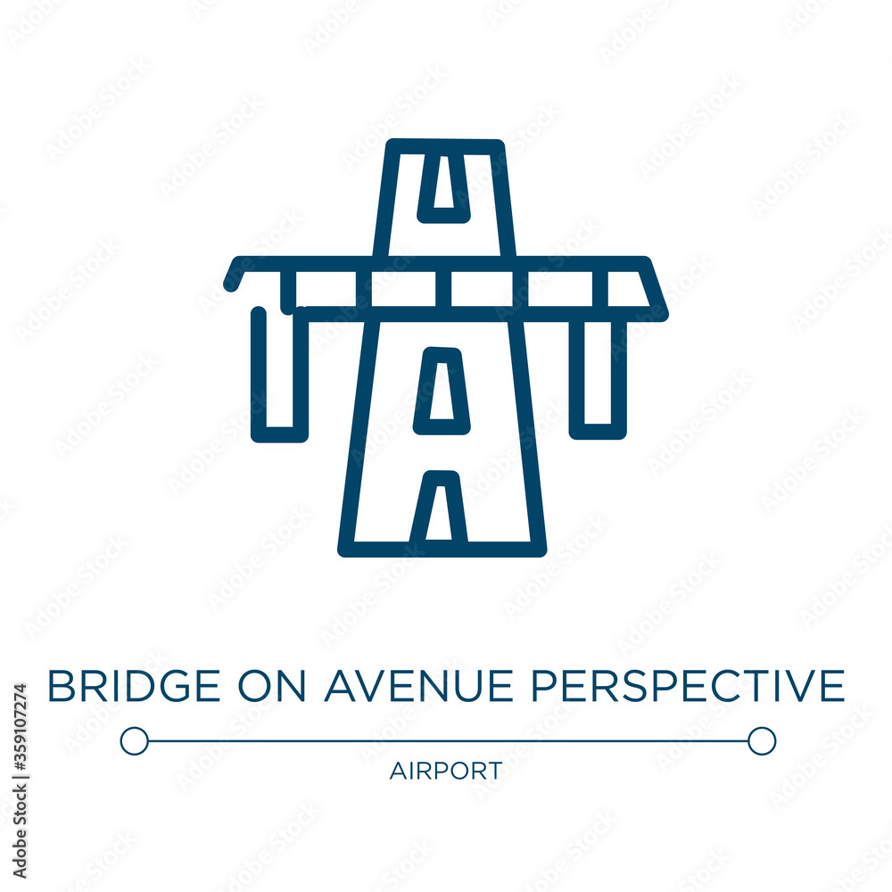 Poster bridge on avenue perspective icon. linear vector illustration from signals set collection. outline b