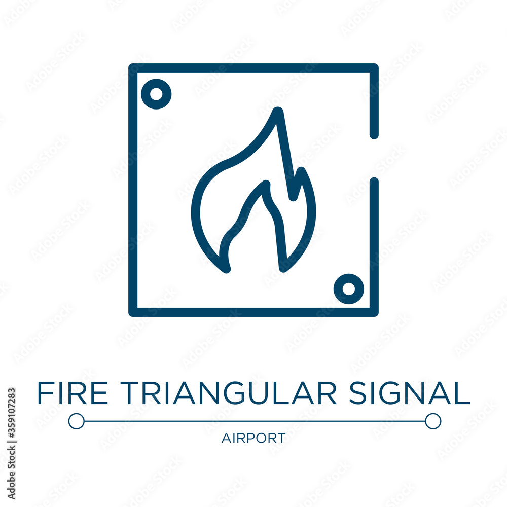 Poster fire triangular signal icon. linear vector illustration from signals set collection. outline fire tr