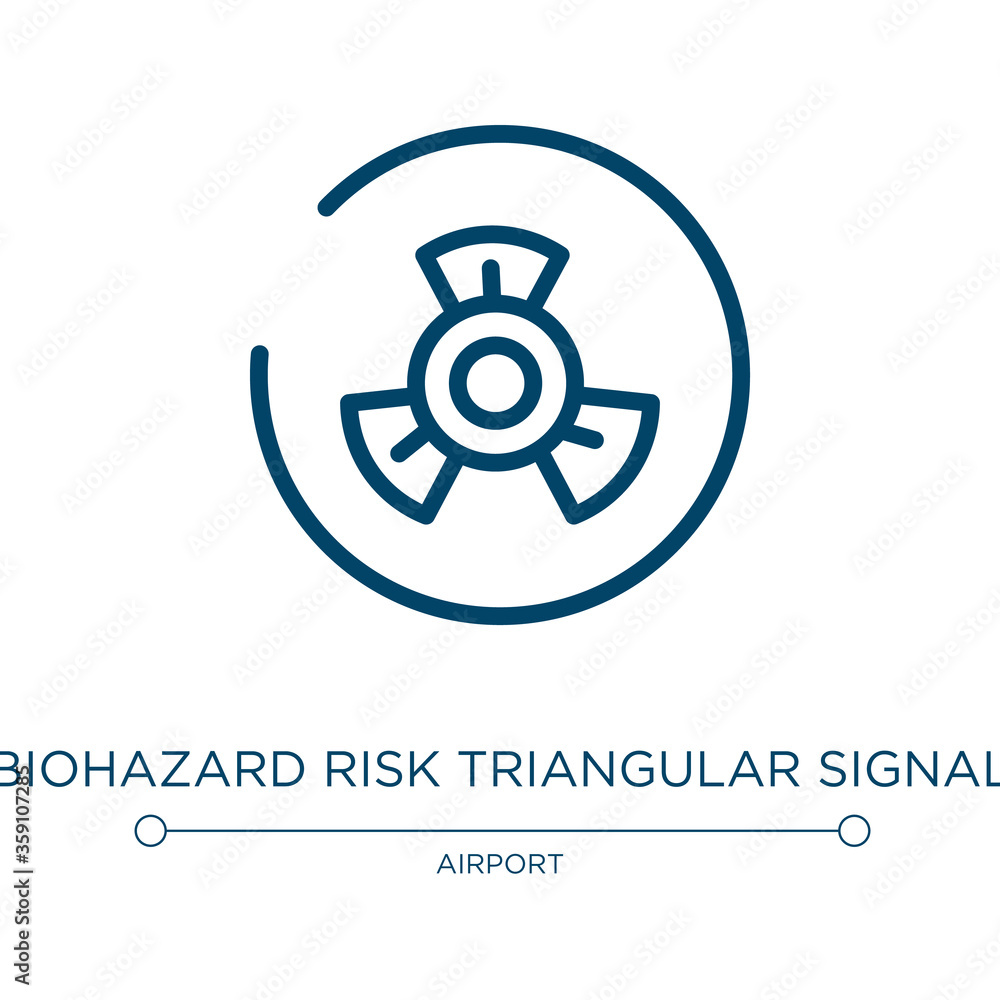 Poster biohazard risk triangular signal icon. linear vector illustration from signals set collection. outli