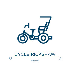 Fototapeta na wymiar Cycle rickshaw icon. Linear vector illustration from taxi service collection. Outline cycle rickshaw icon vector. Thin line symbol for use on web and mobile apps, logo, print media.
