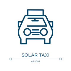 Solar taxi icon. Linear vector illustration from taxi service collection. Outline solar taxi icon vector. Thin line symbol for use on web and mobile apps, logo, print media.