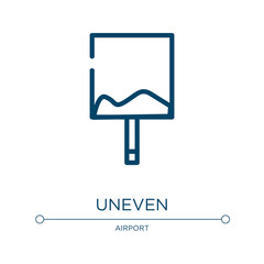 Uneven icon. Linear vector illustration from us road signs collection. Outline uneven icon vector. Thin line symbol for use on web and mobile apps, logo, print media.