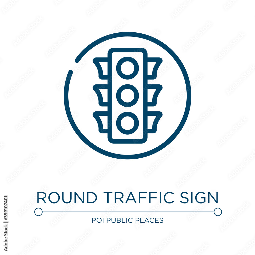 Poster round traffic sign icon. linear vector illustration from signals collection. outline round traffic s