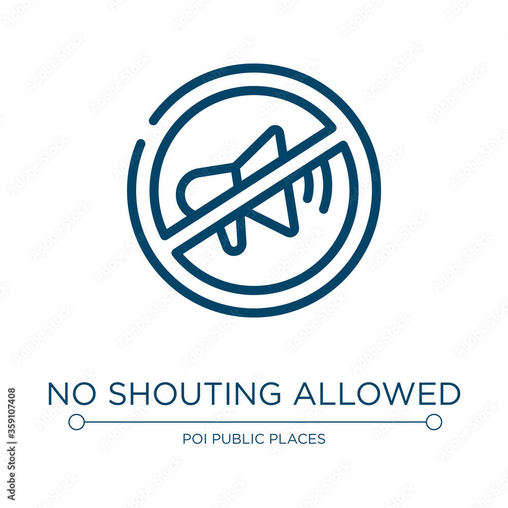 Poster no shouting allowed icon. linear vector illustration from swimming pool rules collection. outline no
