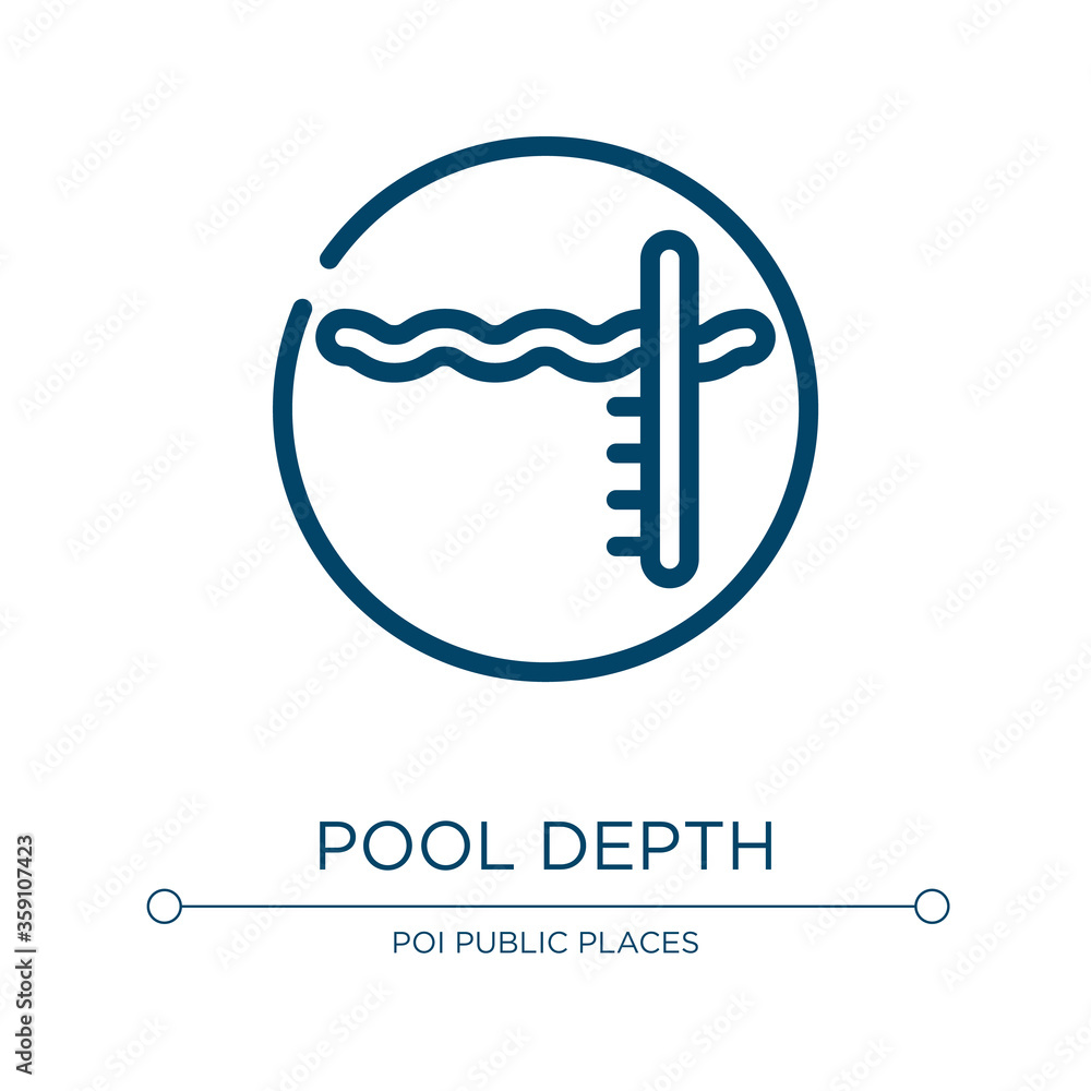 Poster pool depth icon. linear vector illustration from swimming pool rules collection. outline pool depth 