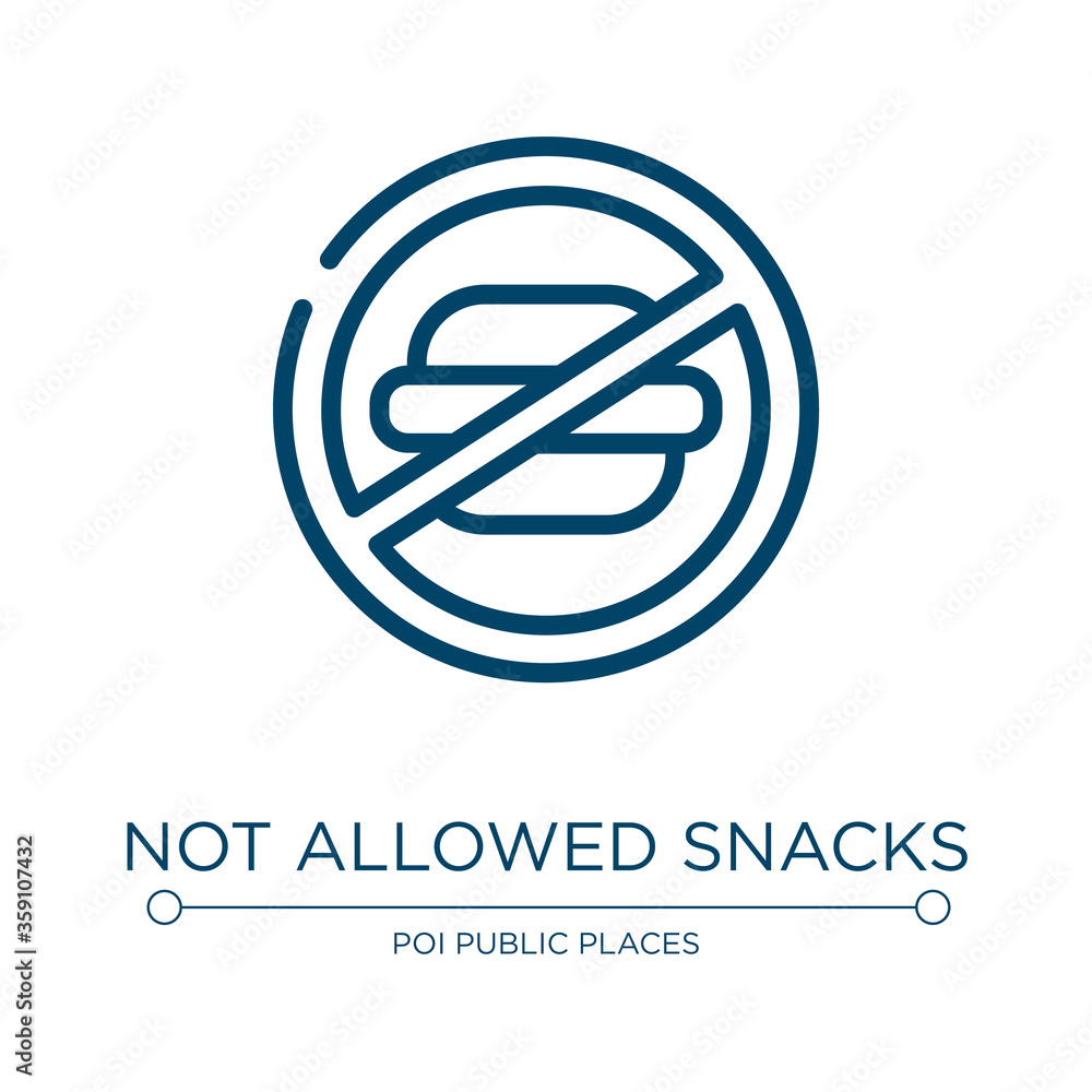 Poster not allowed snacks icon. linear vector illustration from swimming pool rules collection. outline not