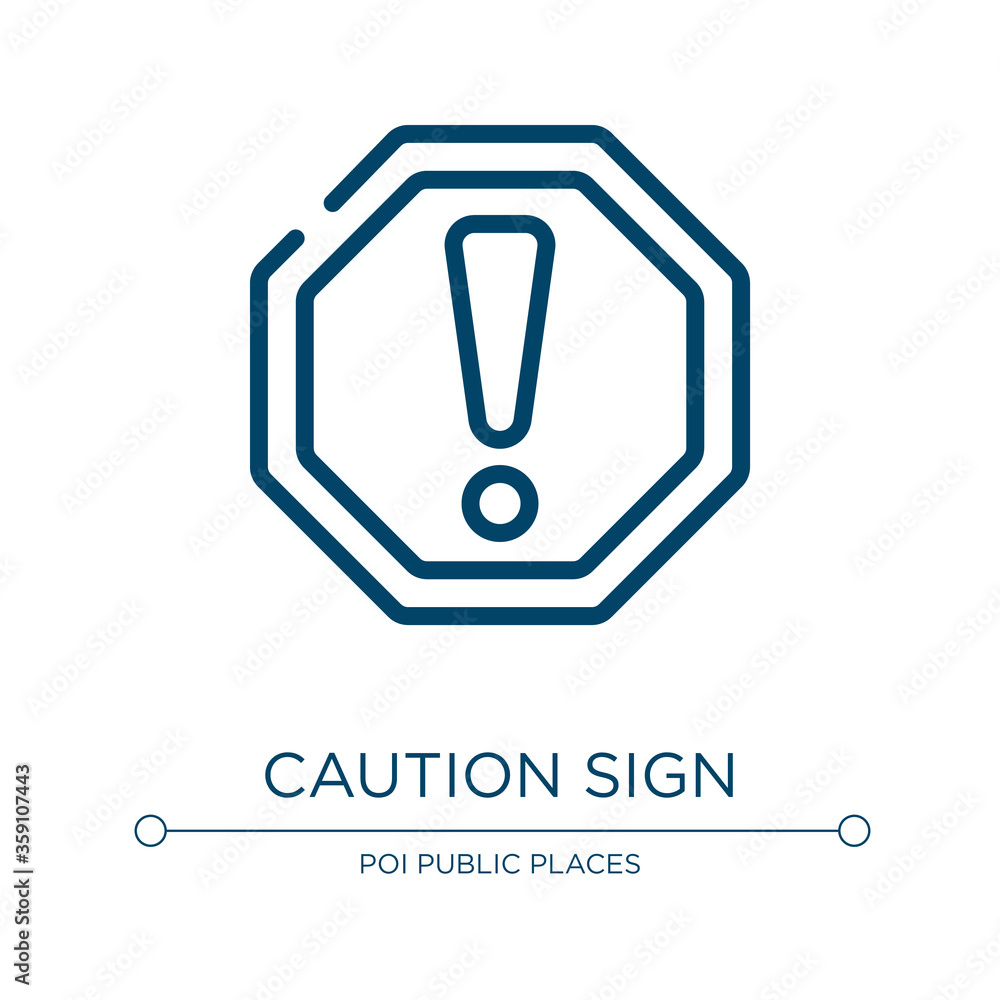 Poster caution sign icon. linear vector illustration from indications collection. outline caution sign icon