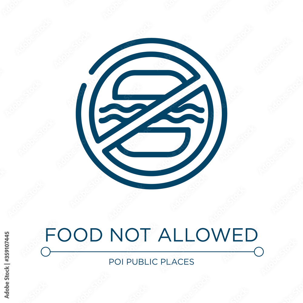 Poster food not allowed icon. linear vector illustration from swimming pool rules collection. outline food 